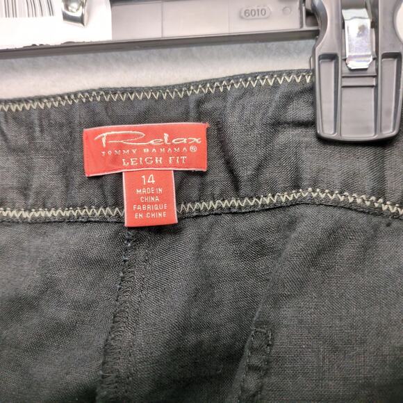 Relax Tommy Bahama Leigh Fit Black 100% Linen Pants Women's 14 Wide Leg 36x31 - Picture 3 of 9